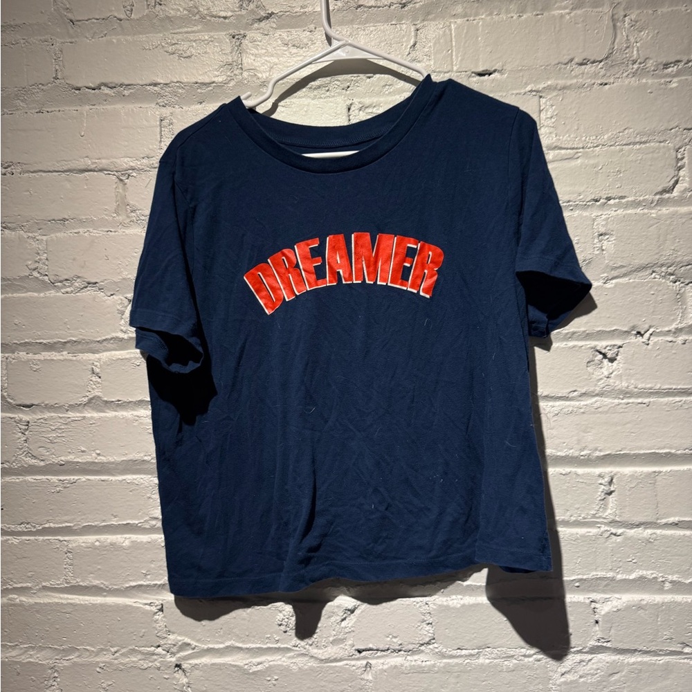 Cropped blue graphic tee